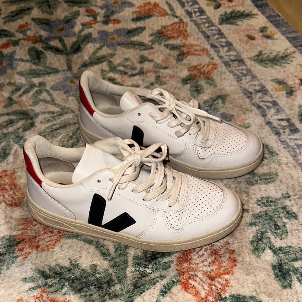 Veja White Sneakers with Black Logo